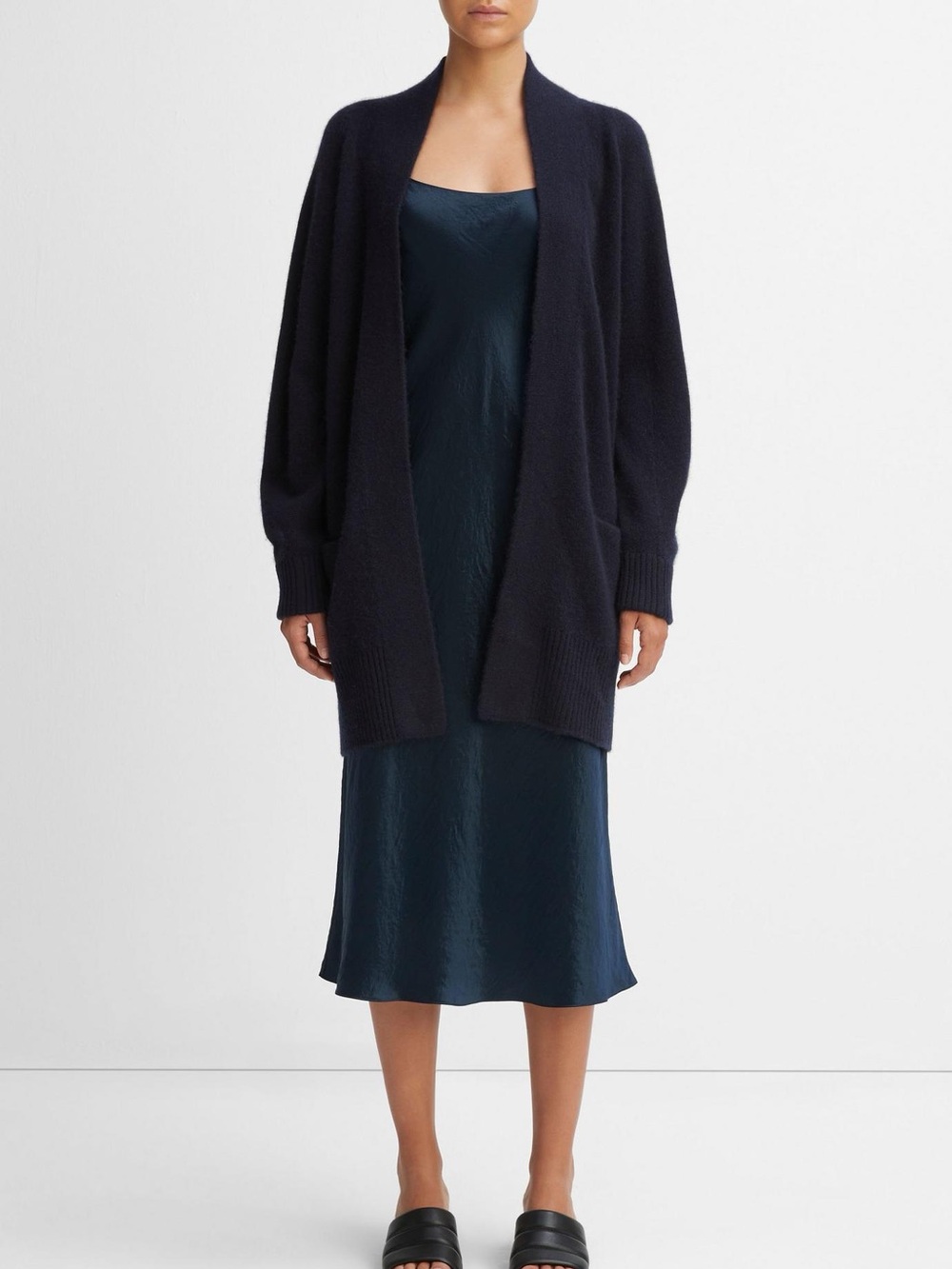 Vince Navy Cashmere Open-Front Cardigan Size M